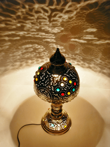 Moroccan Jeweled Brass Table Lamp Shades